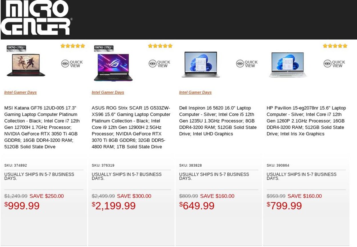 Catalogue Micro Center from 08/30/2022