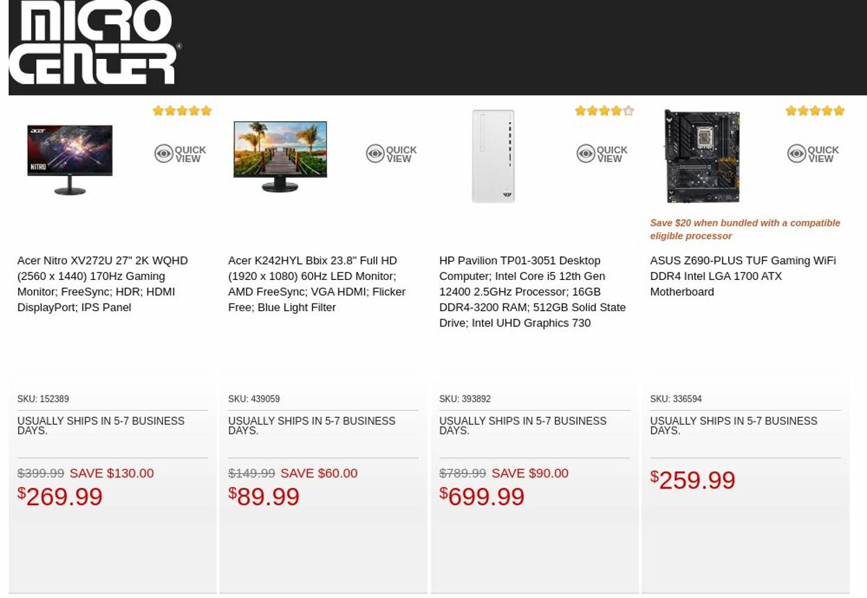 Catalogue Micro Center from 10/11/2022