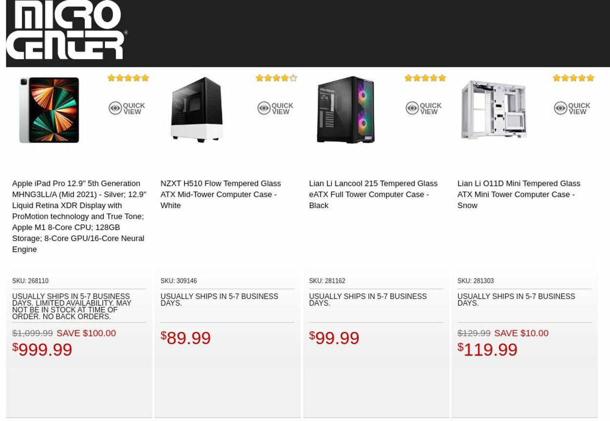 Catalogue Micro Center from 10/11/2022