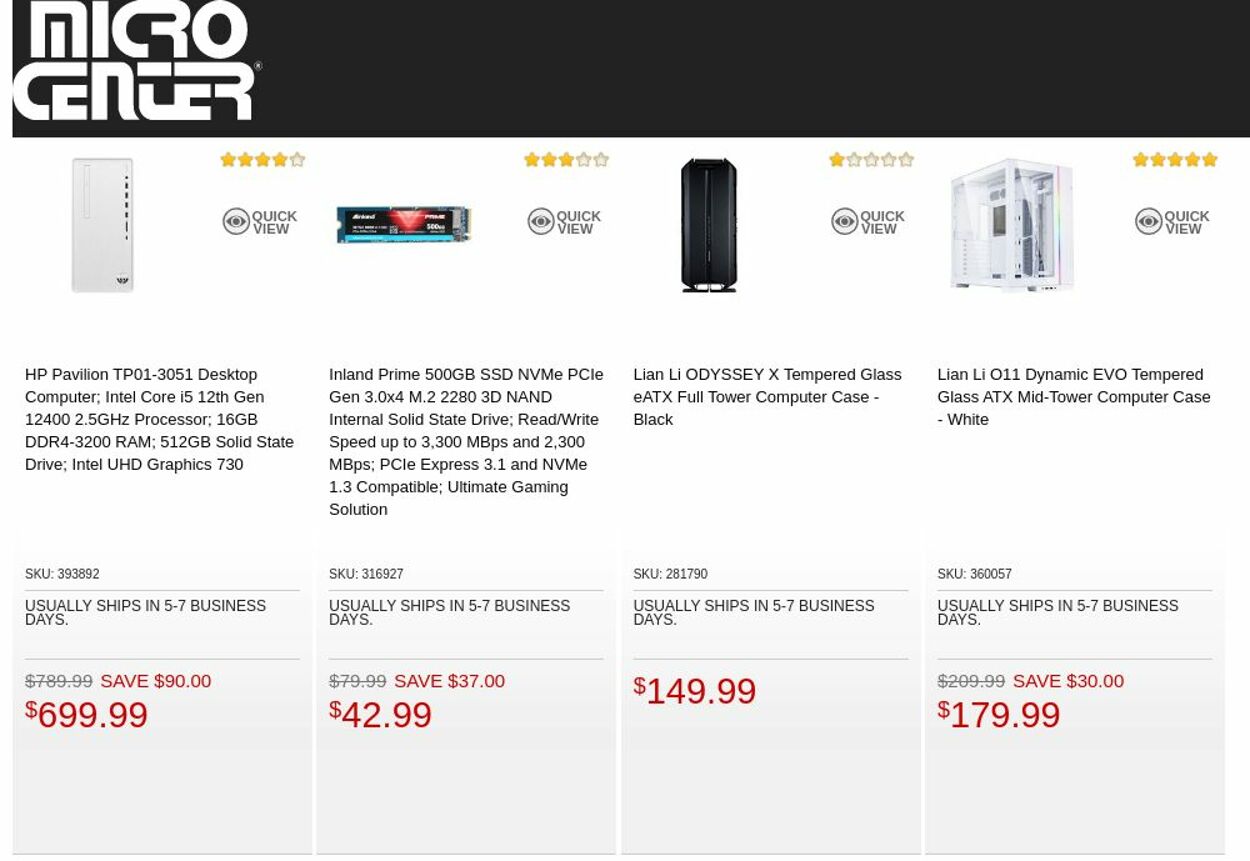 Catalogue Micro Center from 10/25/2022