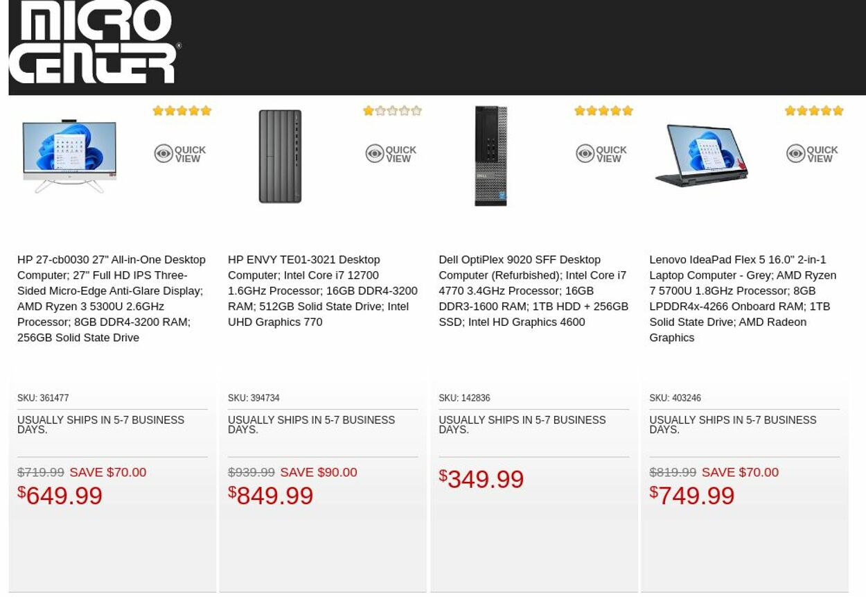 Catalogue Micro Center from 10/25/2022