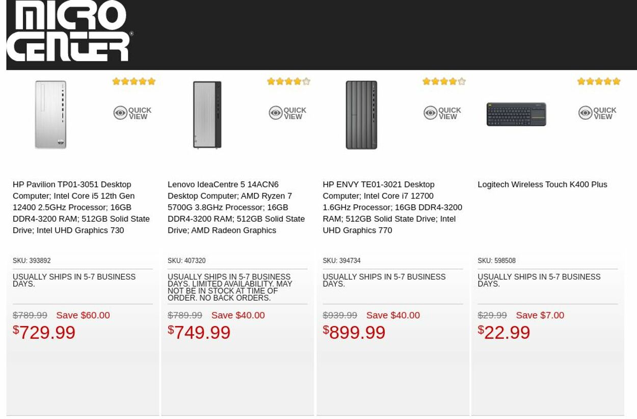Catalogue Micro Center from 03/14/2023