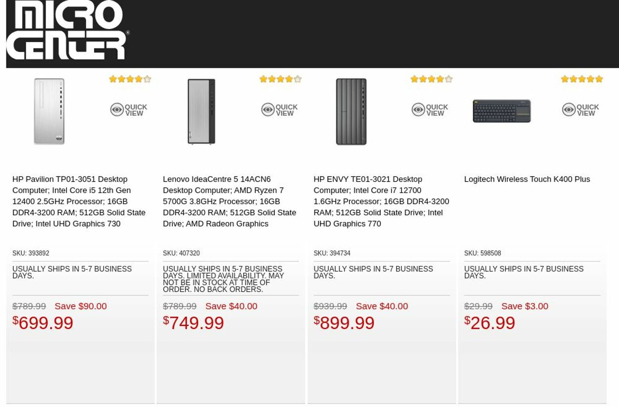 Catalogue Micro Center from 03/28/2023