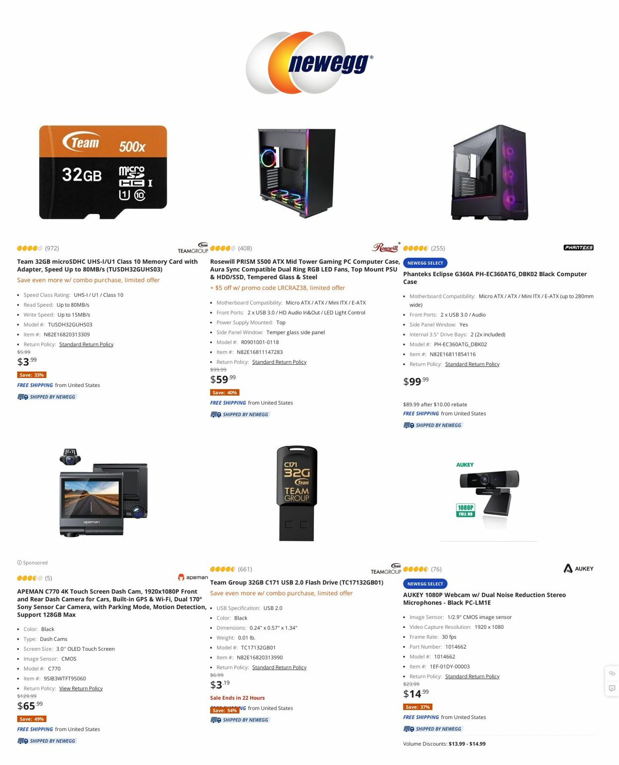 Catalogue Newegg from 04/13/2023