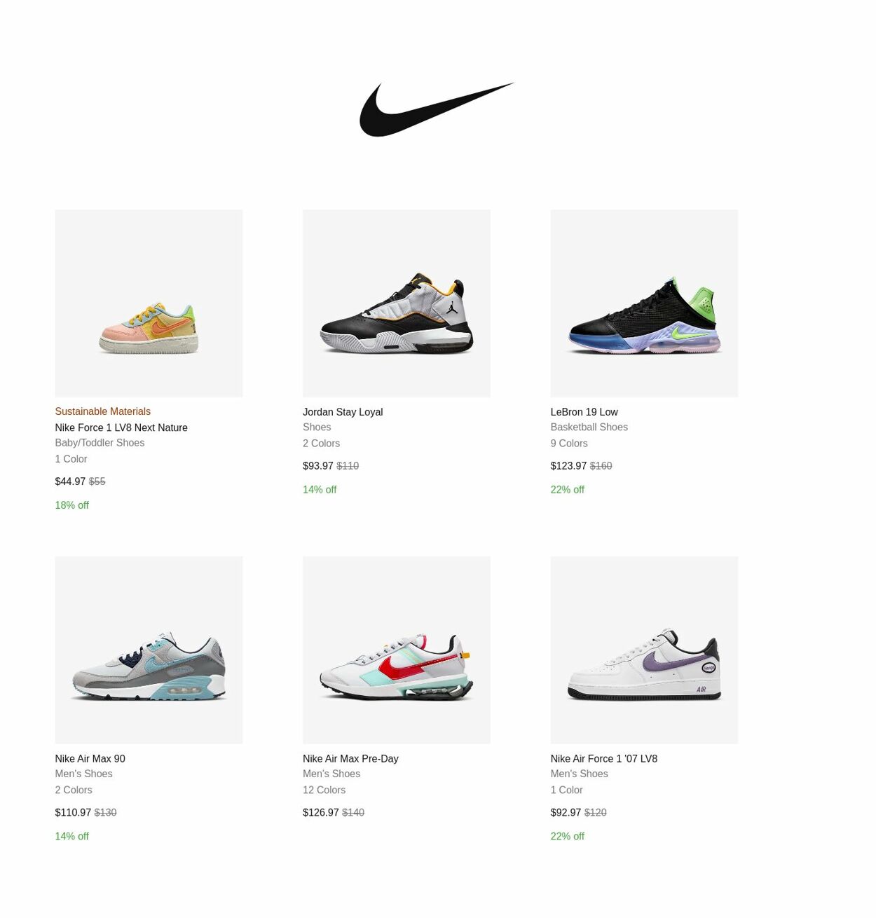 Catalogue Nike from 10/01/2022