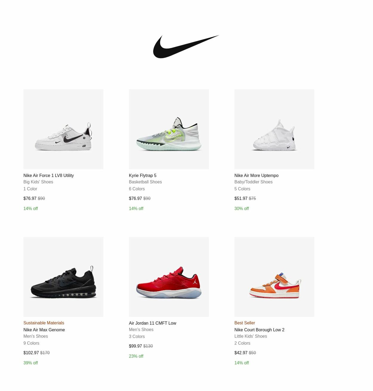 Catalogue Nike from 10/01/2022