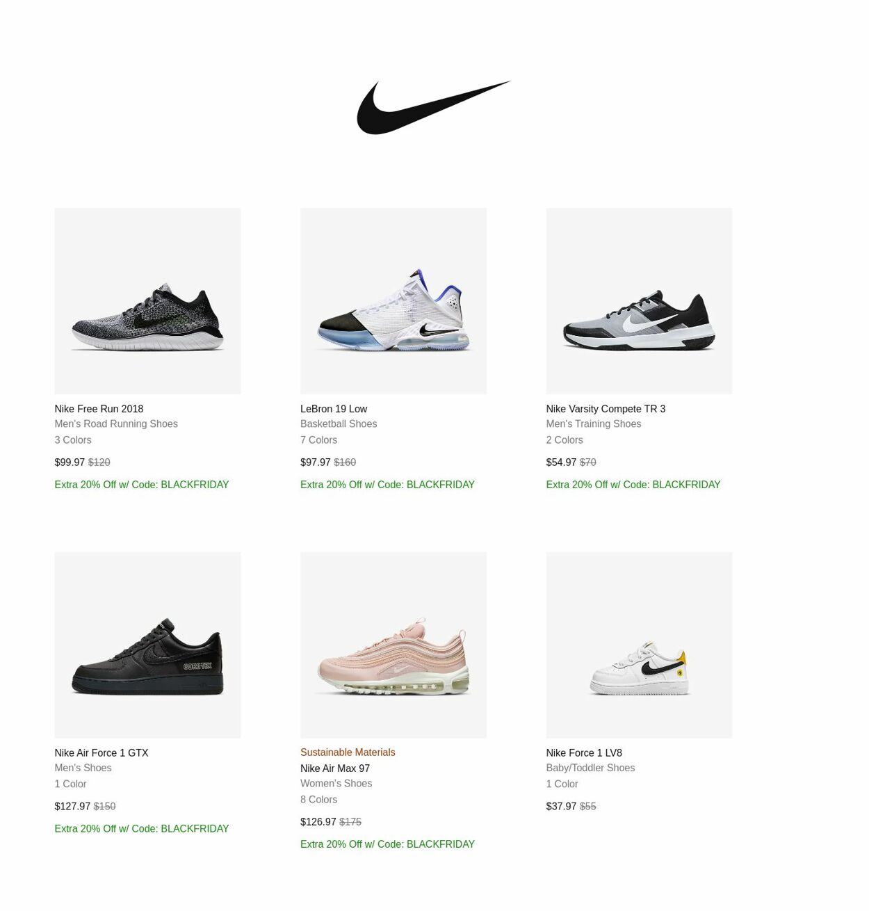 Catalogue Nike from 11/25/2022