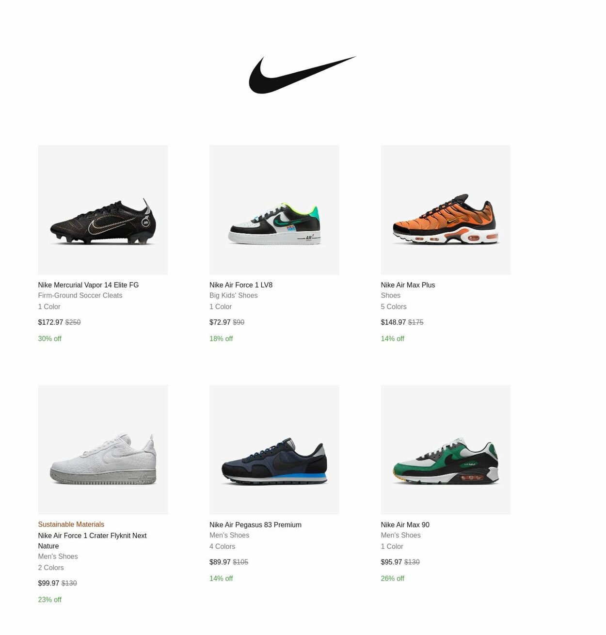Catalogue Nike from 12/16/2022