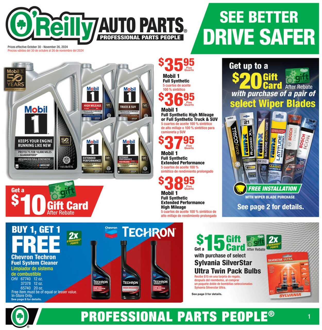 Catalogue O'Reilly Auto Parts from 10/30/2024