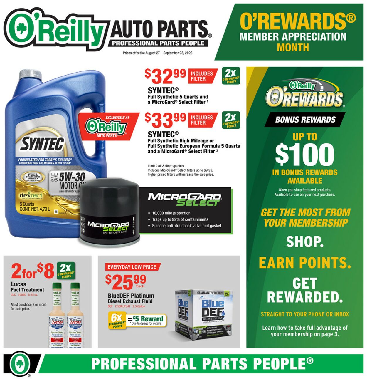 Catalogue O'Reilly Auto Parts from 08/27/2025