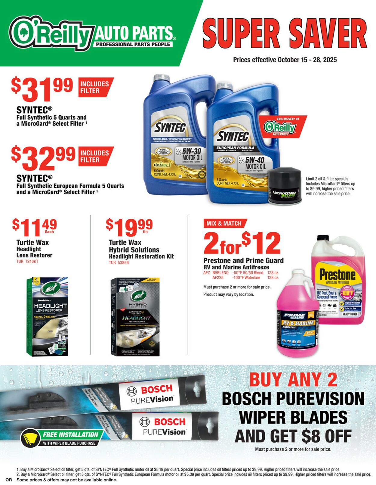 Catalogue O'Reilly Auto Parts from 10/15/2025