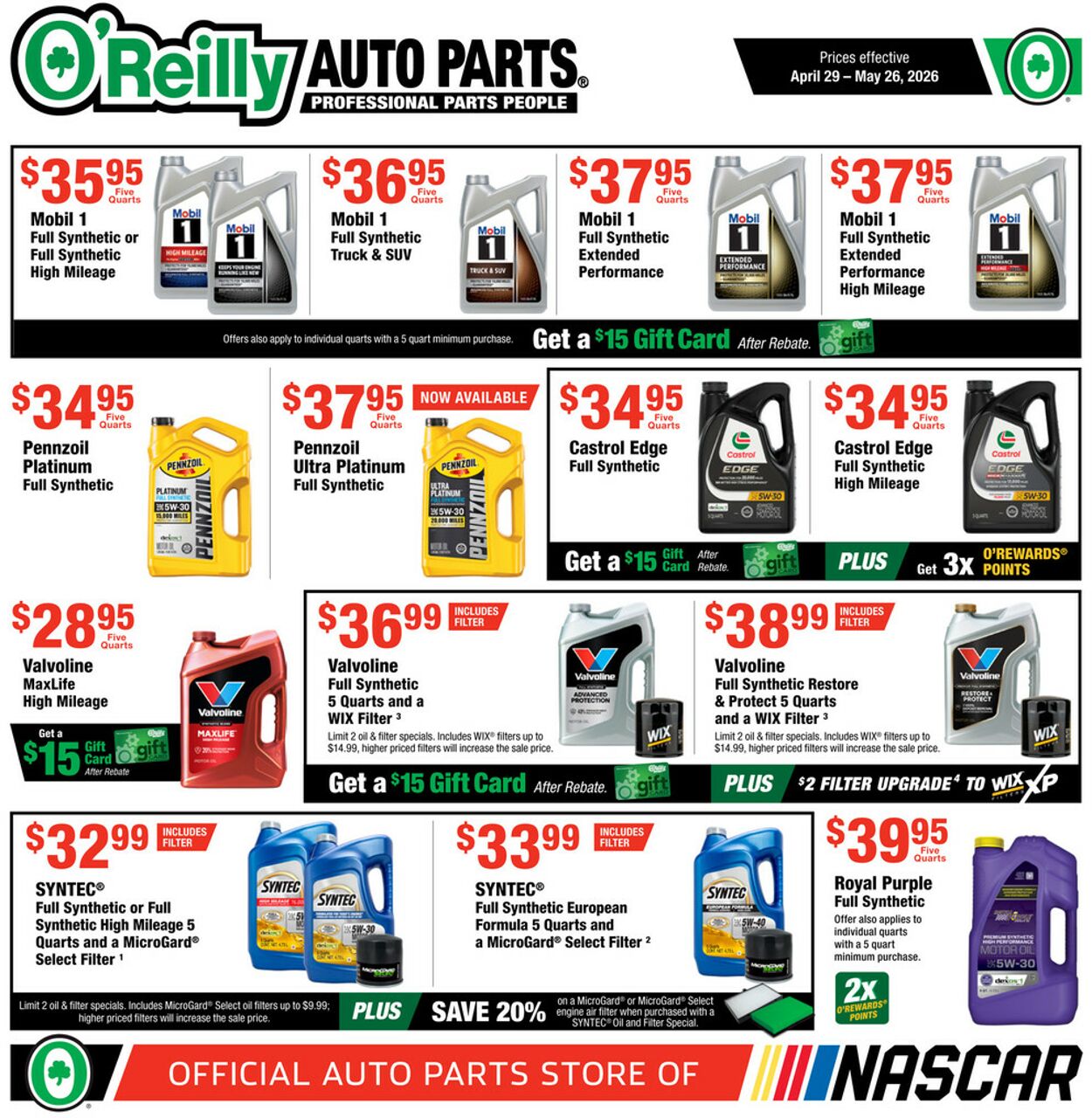Catalogue O'Reilly Auto Parts from 04/29/2026