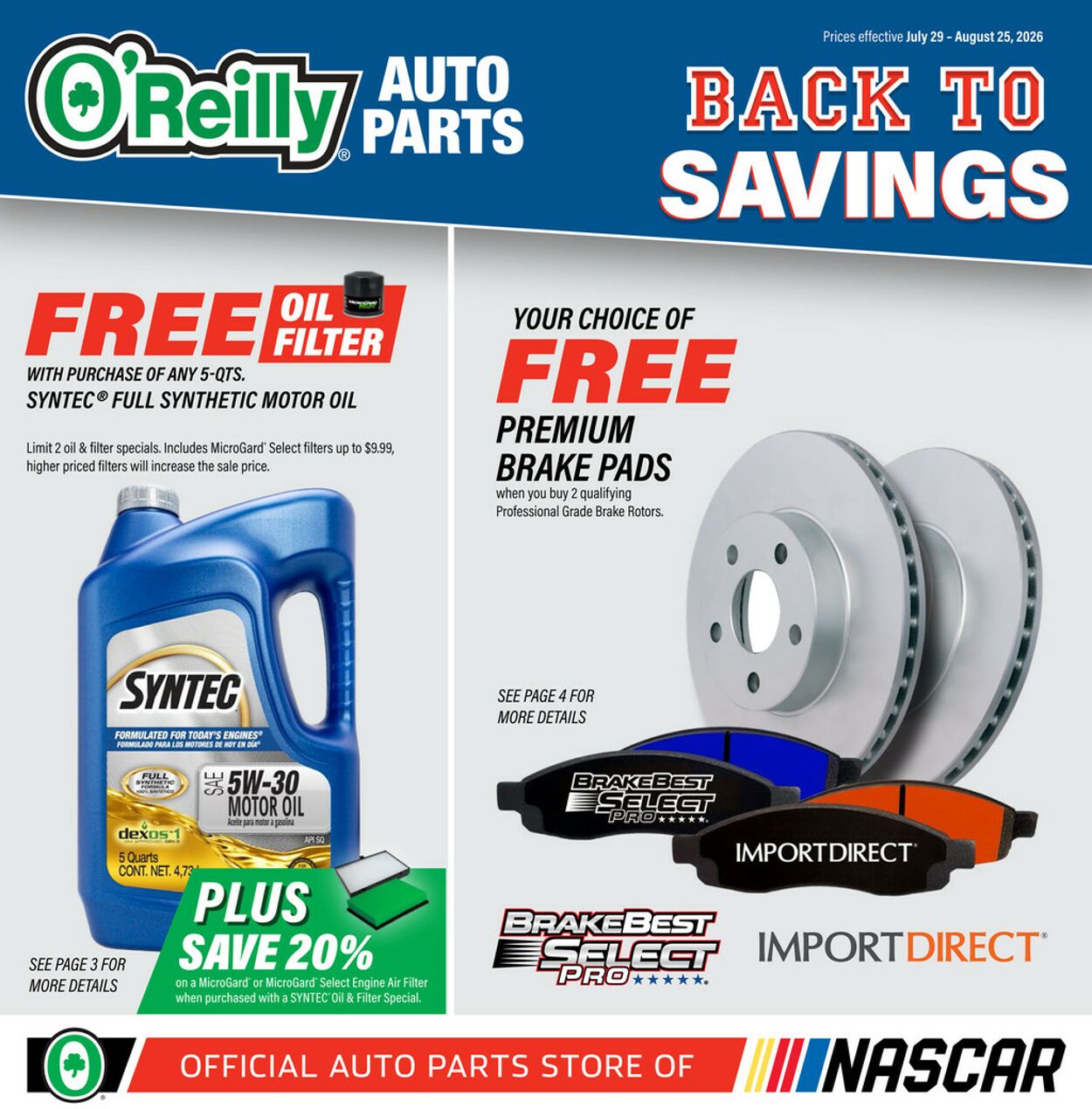 Catalogue O'Reilly Auto Parts from 07/29/2026