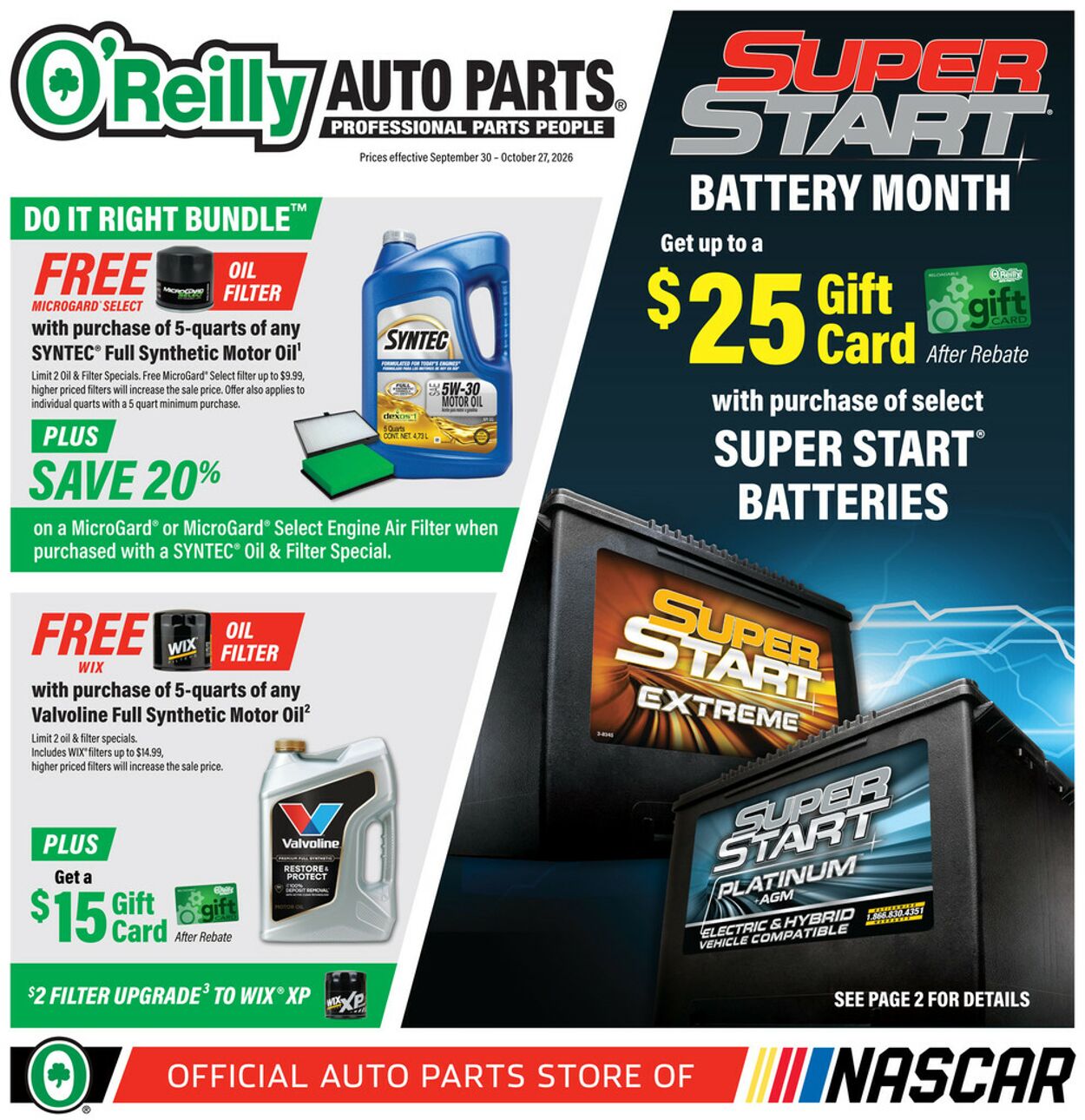 Catalogue O'Reilly Auto Parts from 09/30/2026
