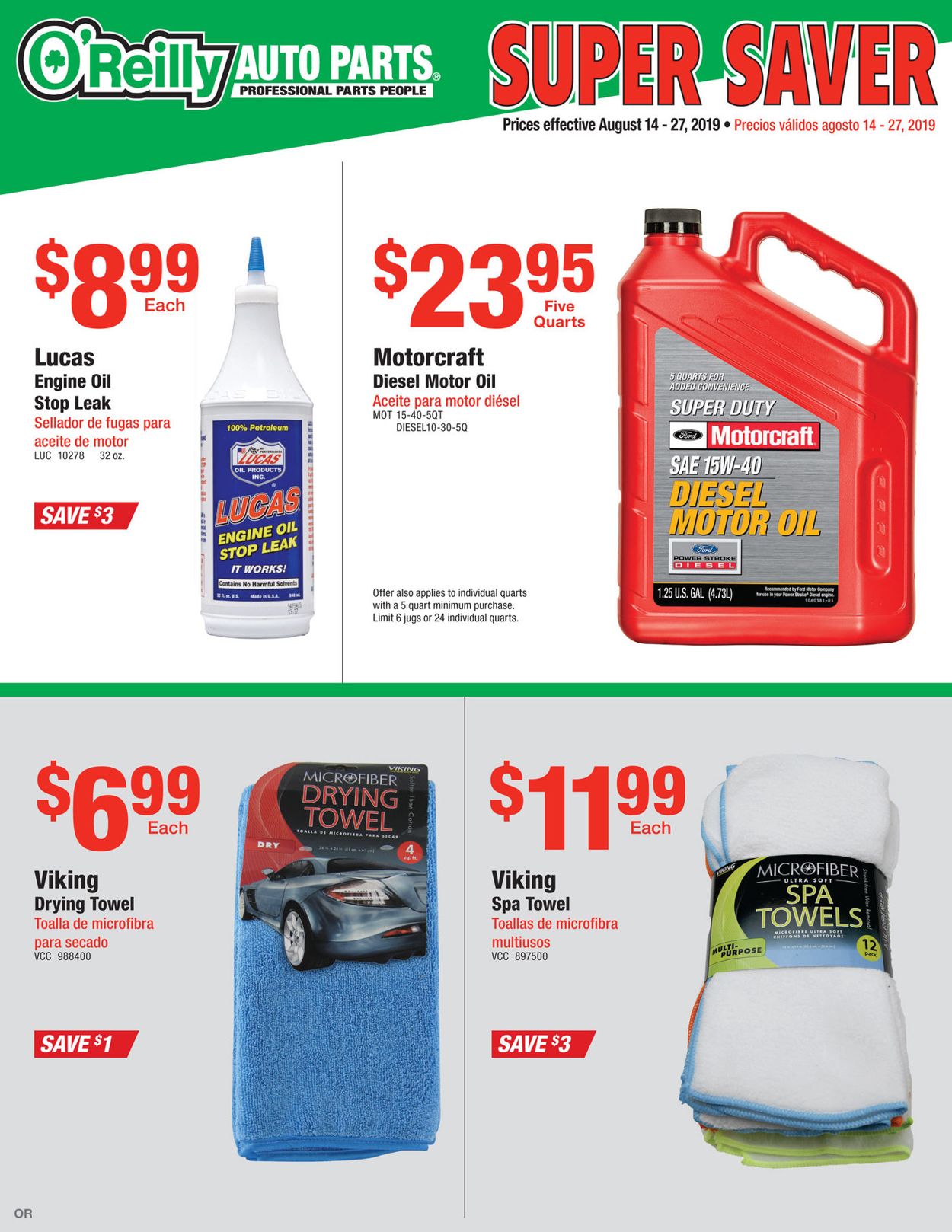 Catalogue O'Reilly Auto Parts from 08/14/2019