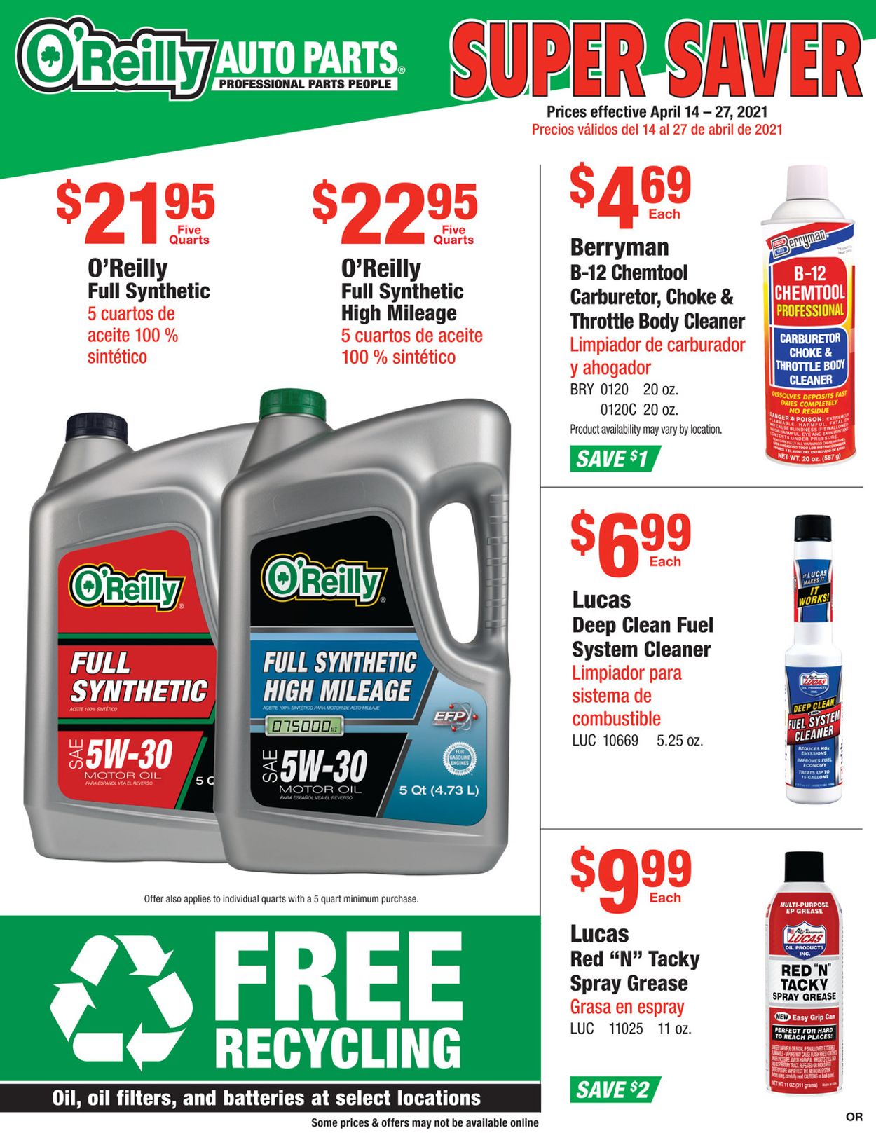 Catalogue O'Reilly Auto Parts from 04/14/2021