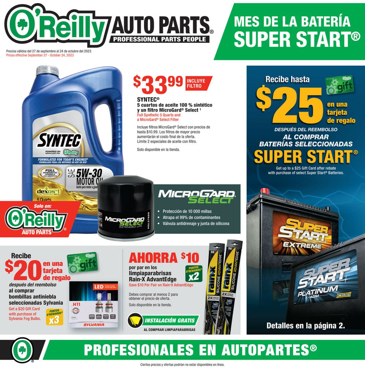 Catalogue O'Reilly Auto Parts from 09/27/2023