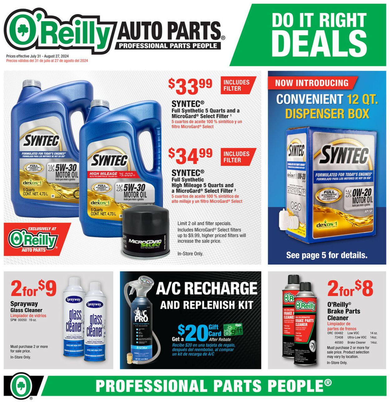 Catalogue O'Reilly Auto Parts from 07/31/2024