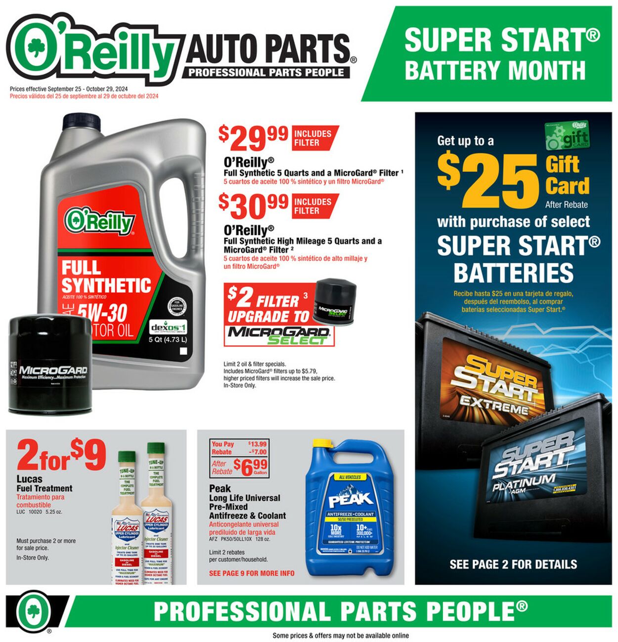 Catalogue O'Reilly Auto Parts from 09/25/2024