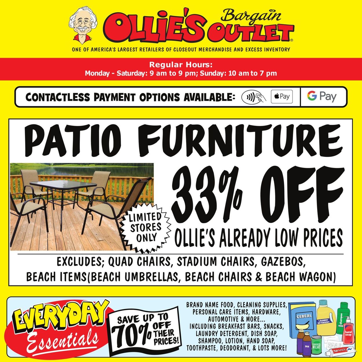 Ollie S Cur Weekly Ad 07 30 08 05, Ollies Outdoor Tables