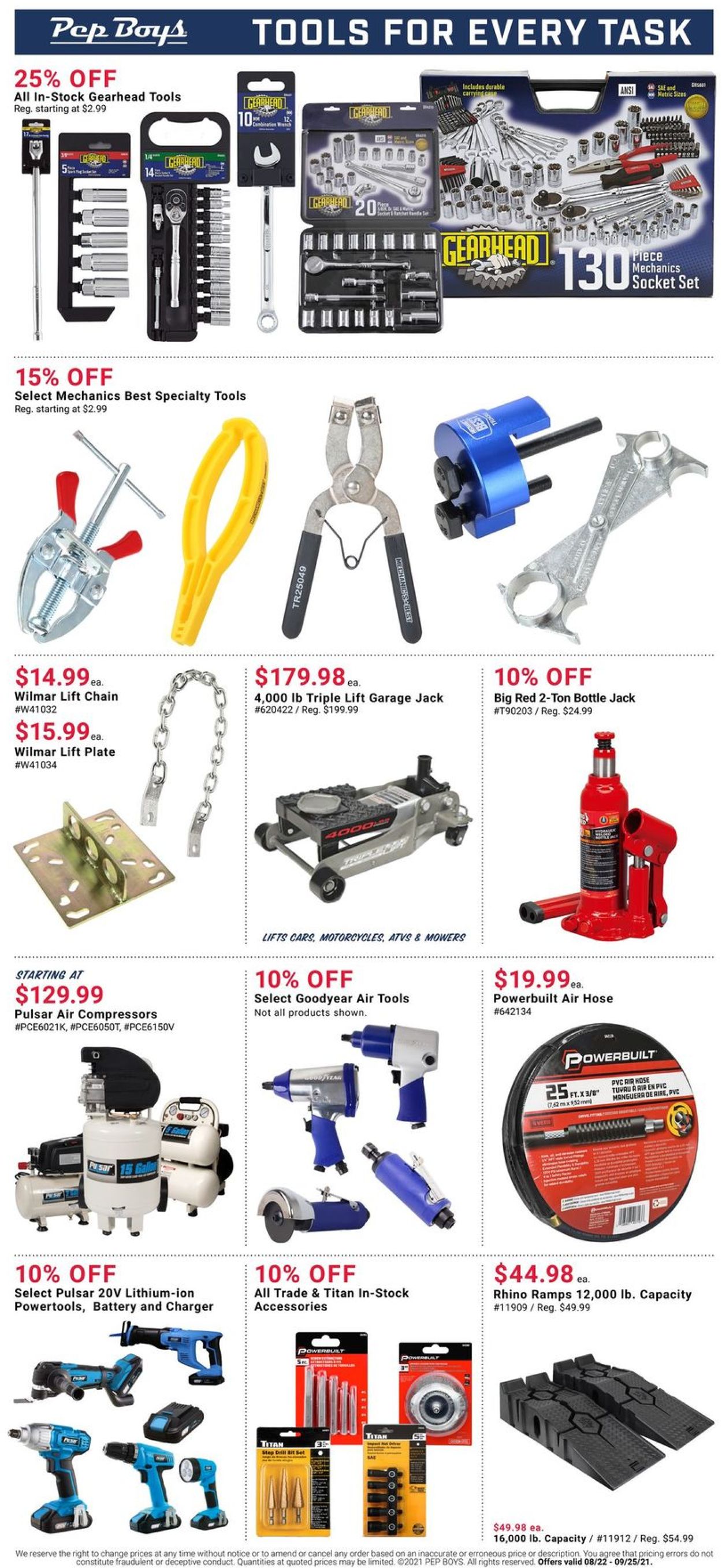 Catalogue Pep Boys from 08/22/2021