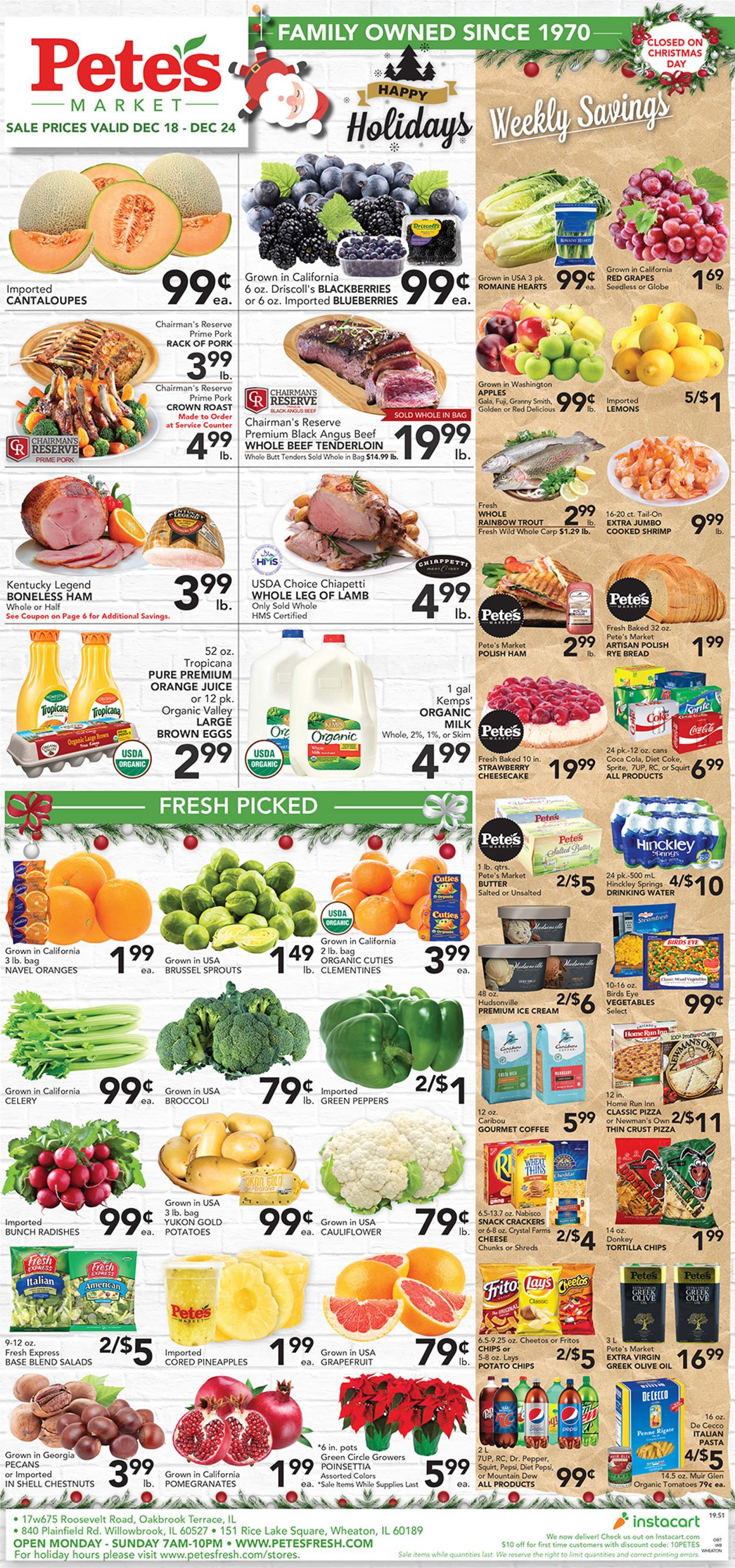 Catalogue Pete's Fresh Market - Holidays Ad 2019 from 12/18/2019