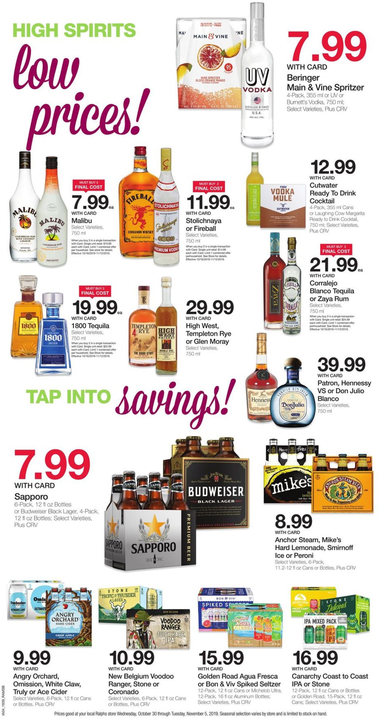 Catalogue Ralphs from 10/30/2019