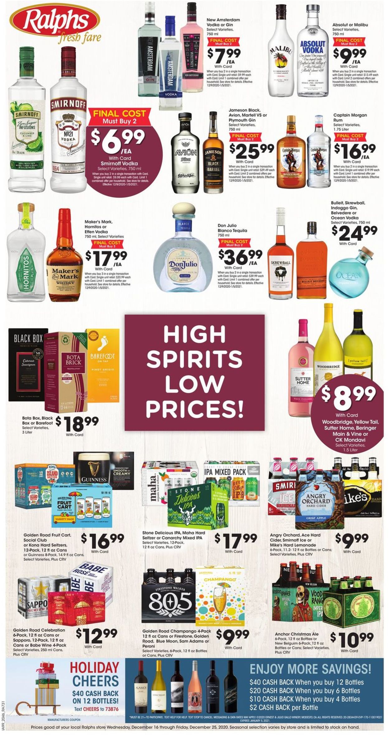 Catalogue Ralphs High Spirits, Low Prices 2020 from 12/16/2020