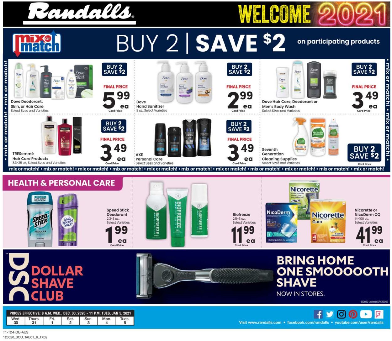 Catalogue Randalls Happy New Year 2021 from 12/30/2020