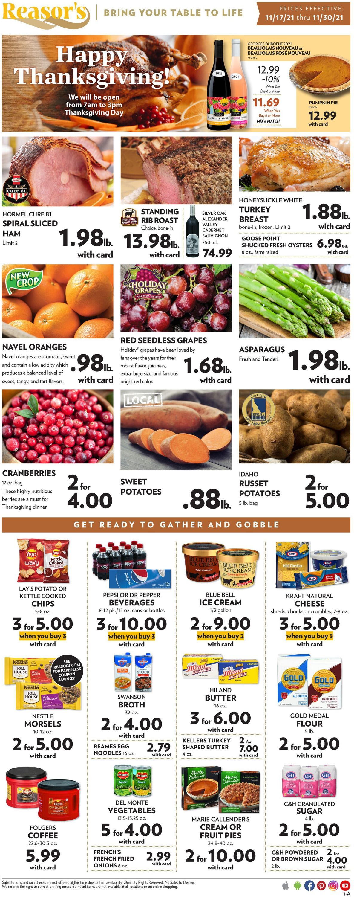 Reasor's THANKSGIVING 2021 Current weekly ad 11/17 11/30/2021