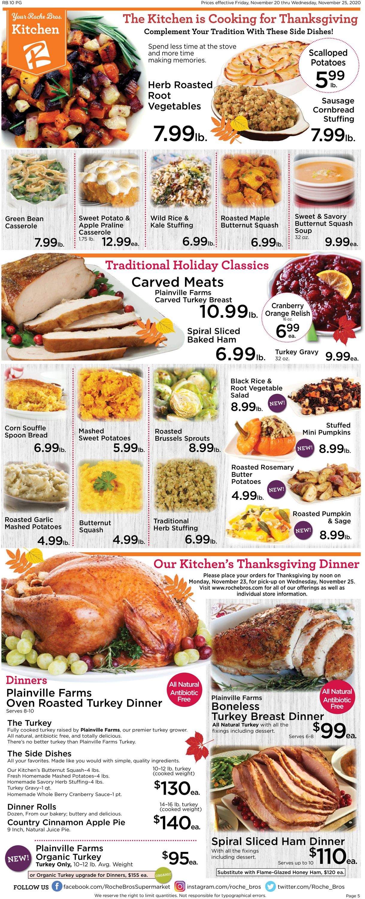 Catalogue Roche Bros. Supermarkets Thanksgiving 2020 from 11/20/2020