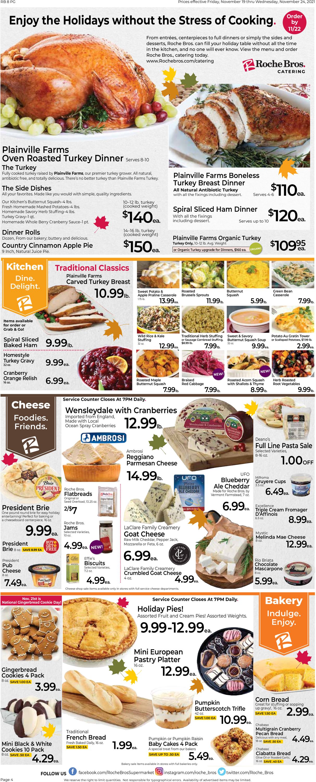 Catalogue Roche Bros. Supermarkets THANKSGIVING 2021 from 11/19/2021