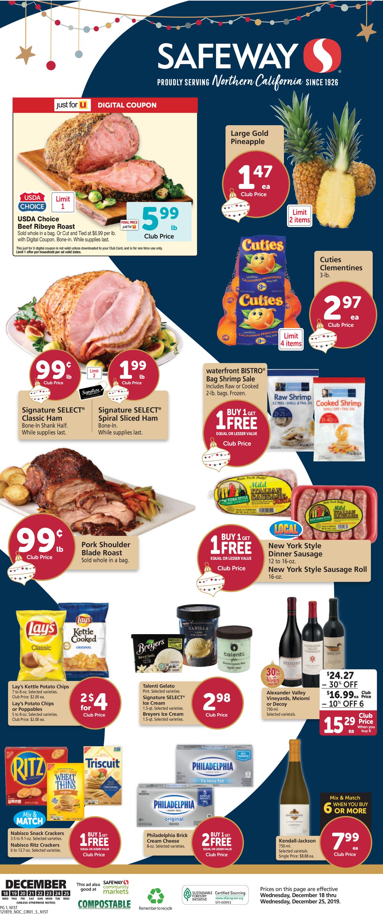 Safeway Holiday Ad 2019 Current weekly ad 12/18 12/25/2019