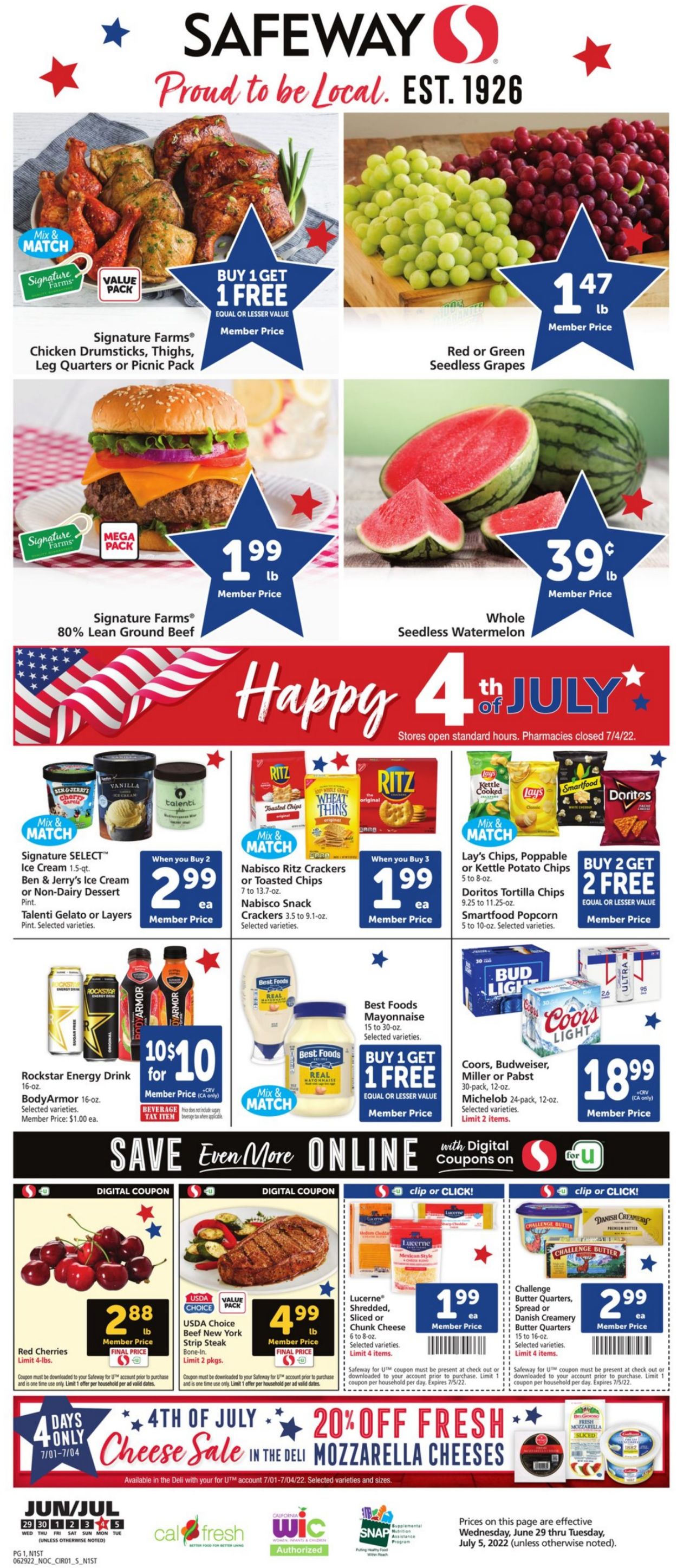 Safeway 4th of July Sale Current weekly ad 06/29 07/05/2022
