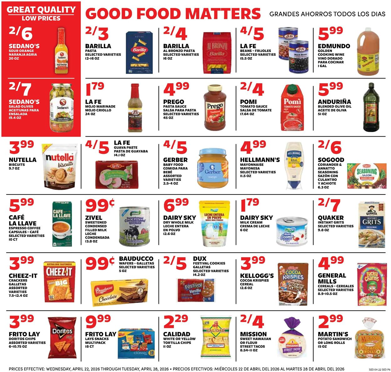 Catalogue Sedano's from 04/22/2026