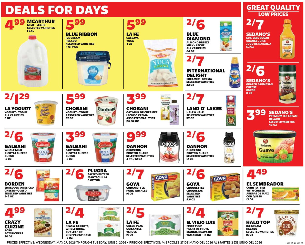 Catalogue Sedano's from 05/27/2026