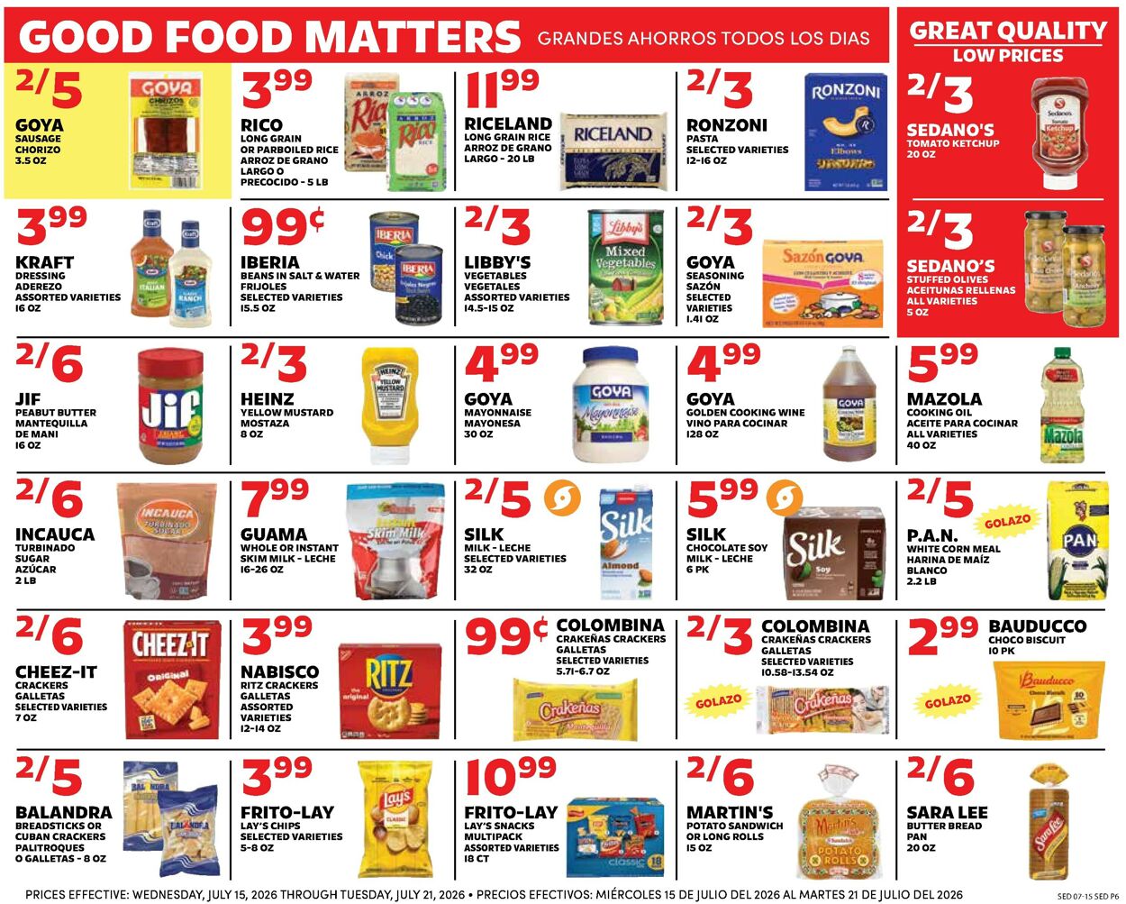 Catalogue Sedano's from 07/15/2026