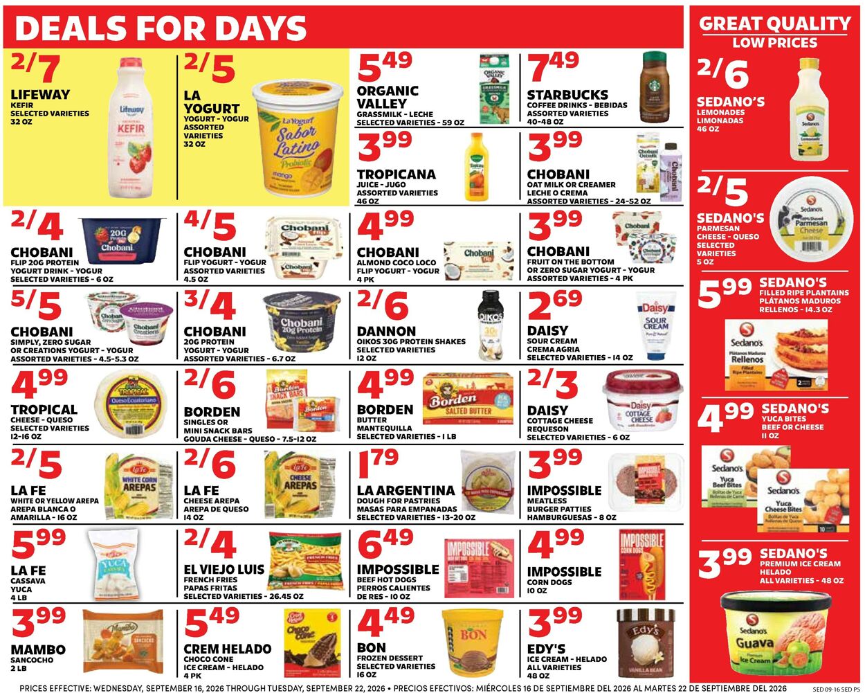 Catalogue Sedano's from 09/16/2026