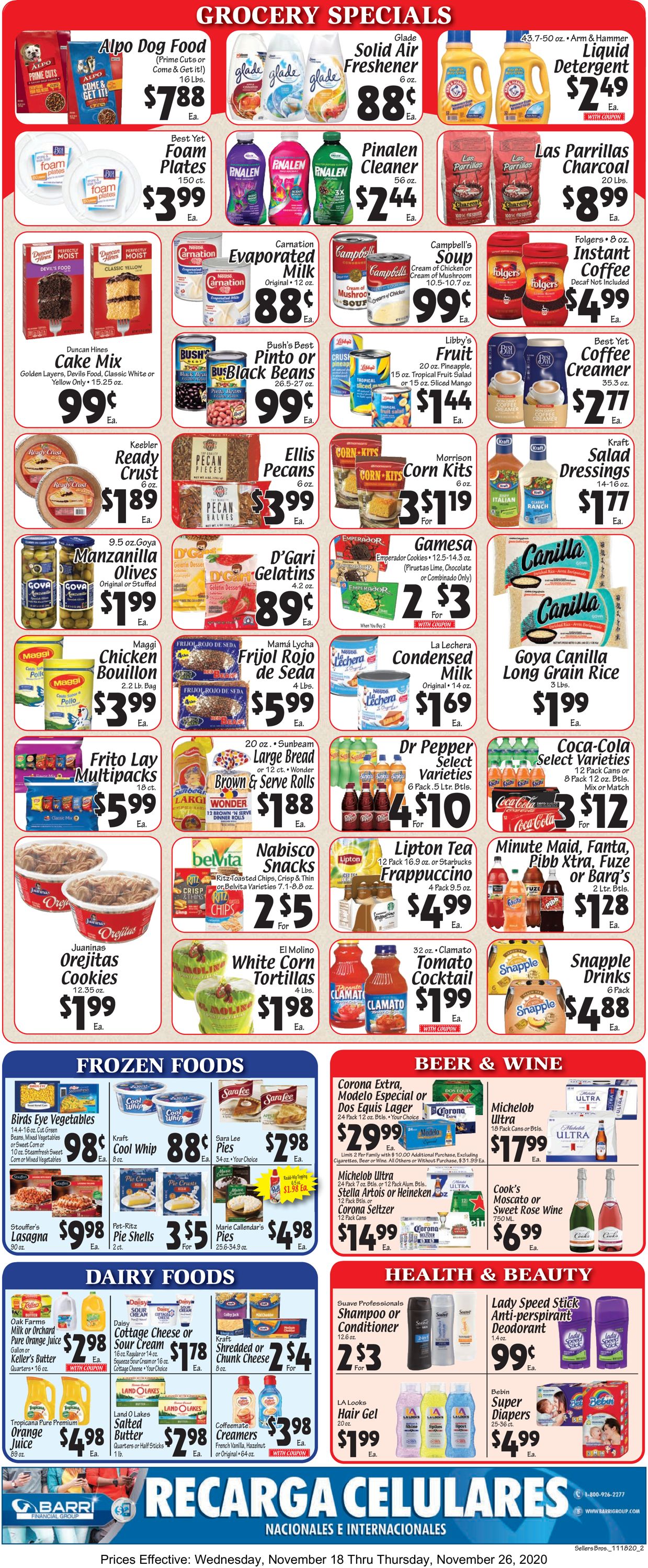 Catalogue Sellers Bros. Thanksgiving ad 2020 from 11/18/2020