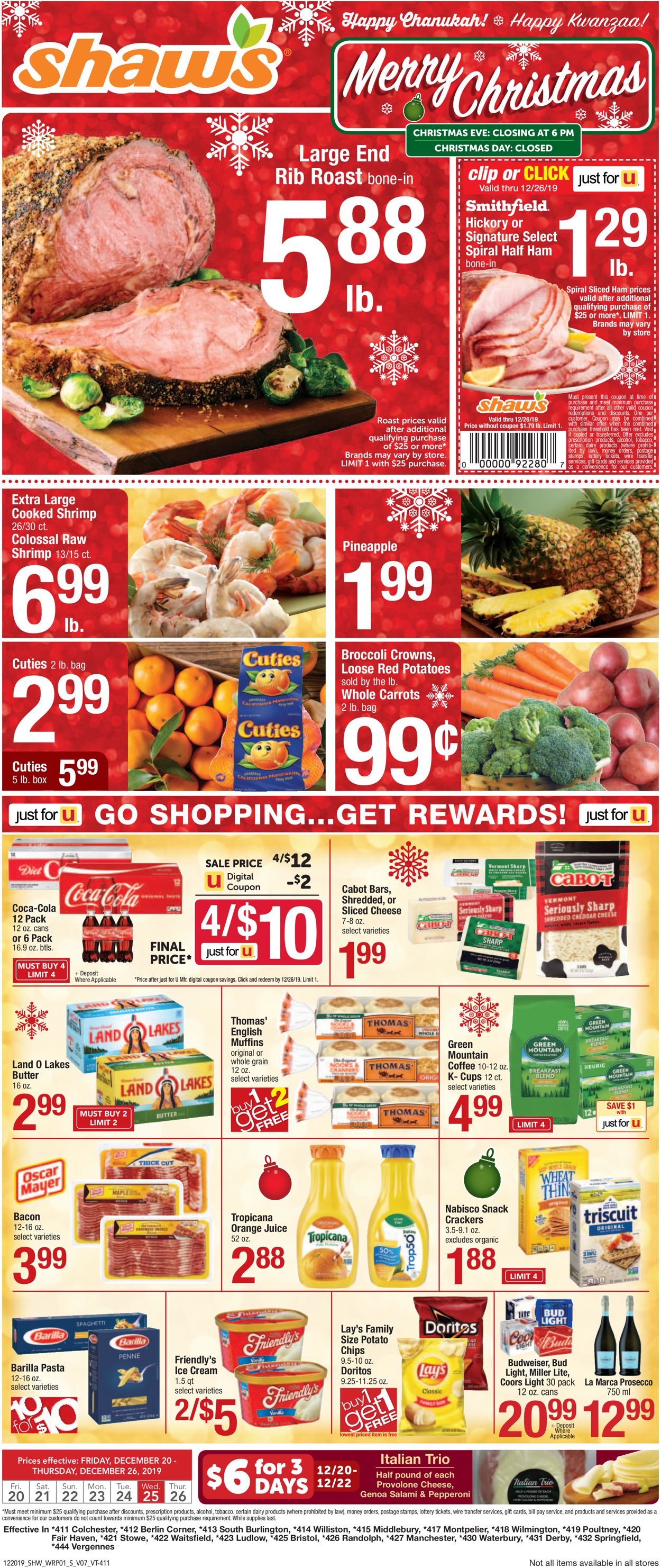 Catalogue Shaw’s - Christmas Ad 2019 from 12/20/2019