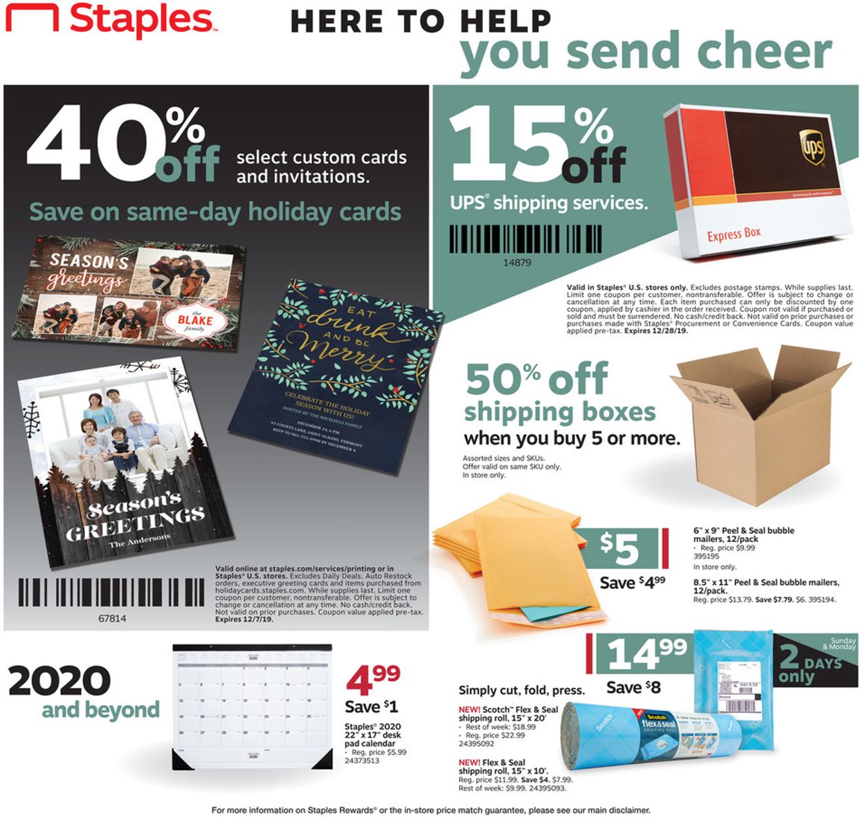 Catalogue Staples - Cyber Deals 2019 from 12/01/2019
