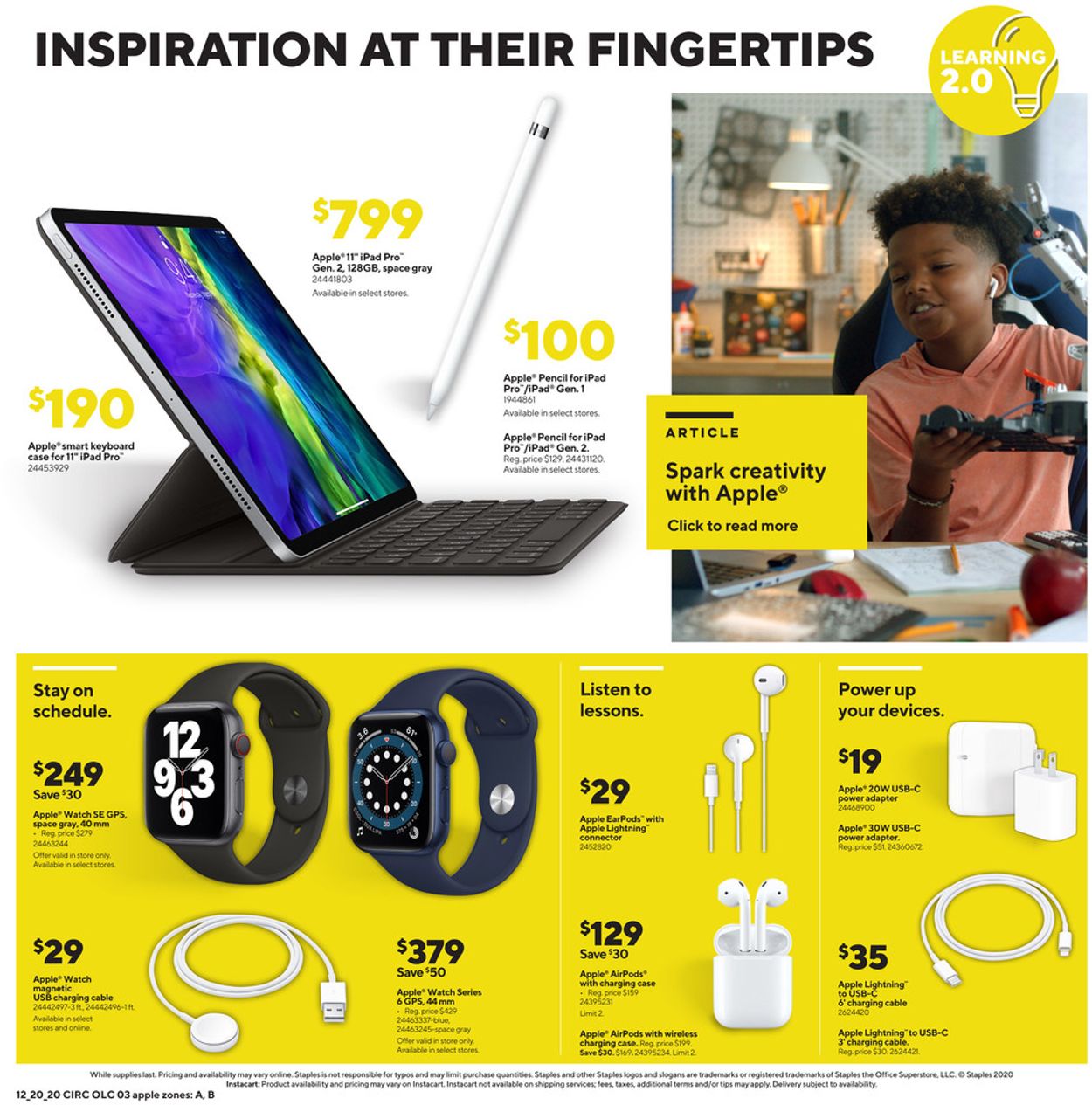Catalogue Staples Top Tech Gifts 2020 from 12/20/2020