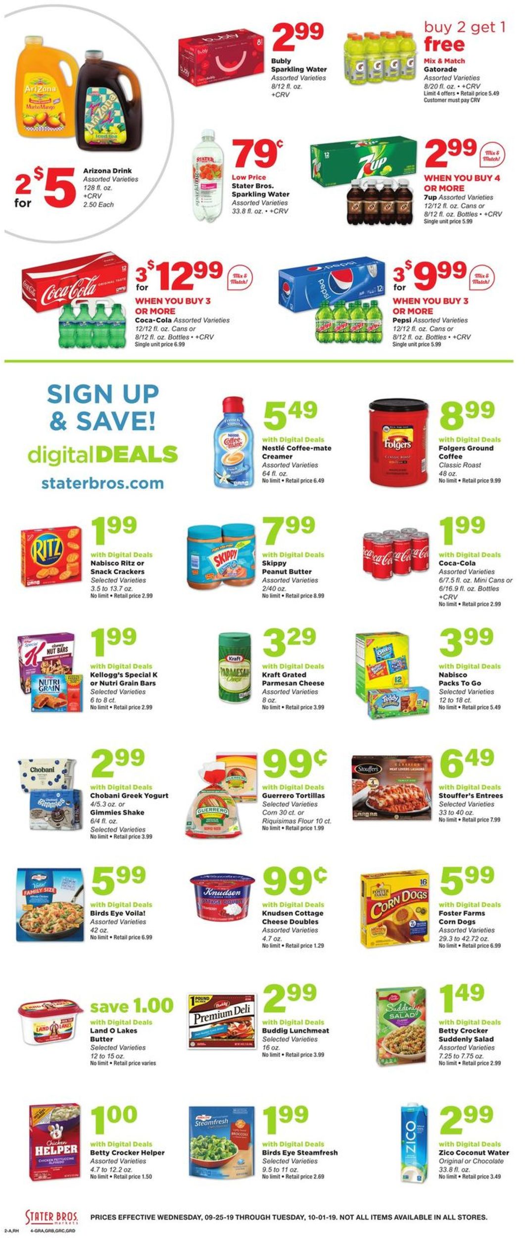 Catalogue Stater Bros. from 09/25/2019