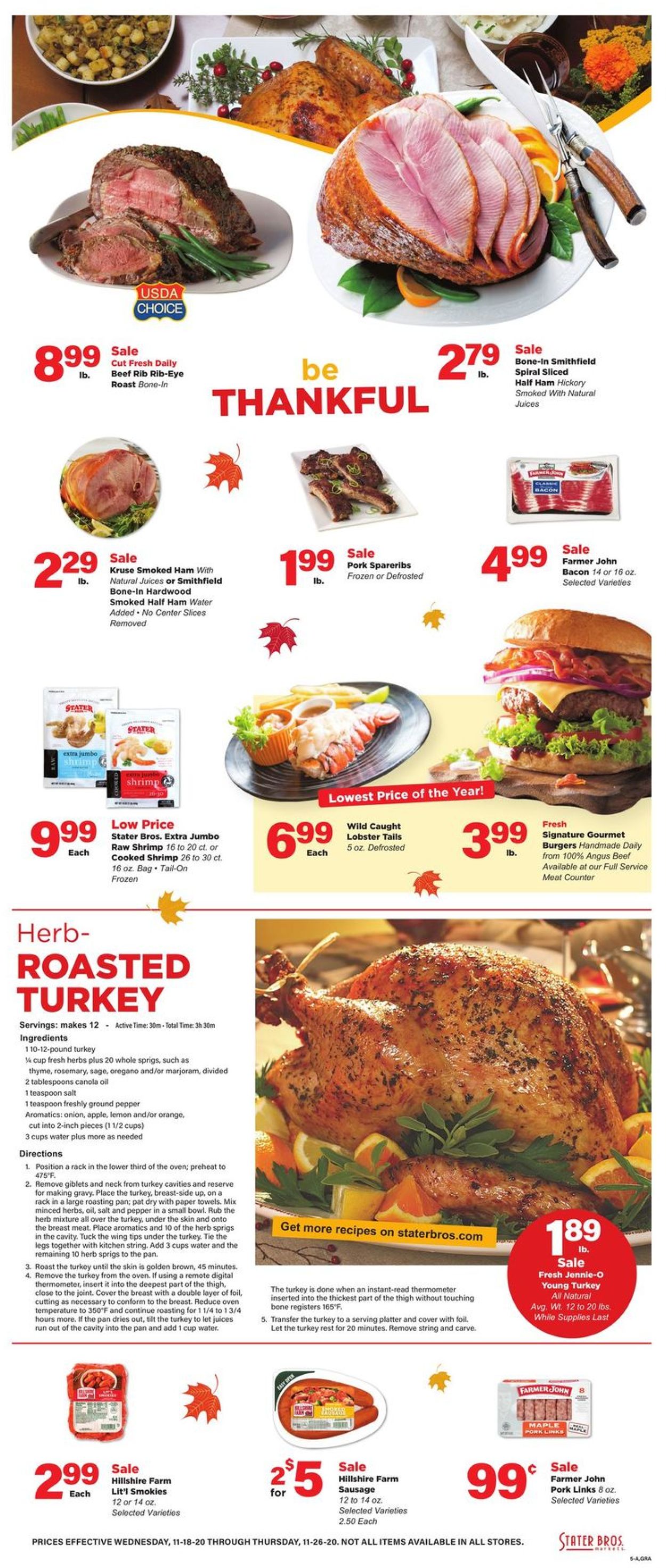Stater Bros. Thanksgiving ad 2020 Current weekly ad 11/18 11/26/2020