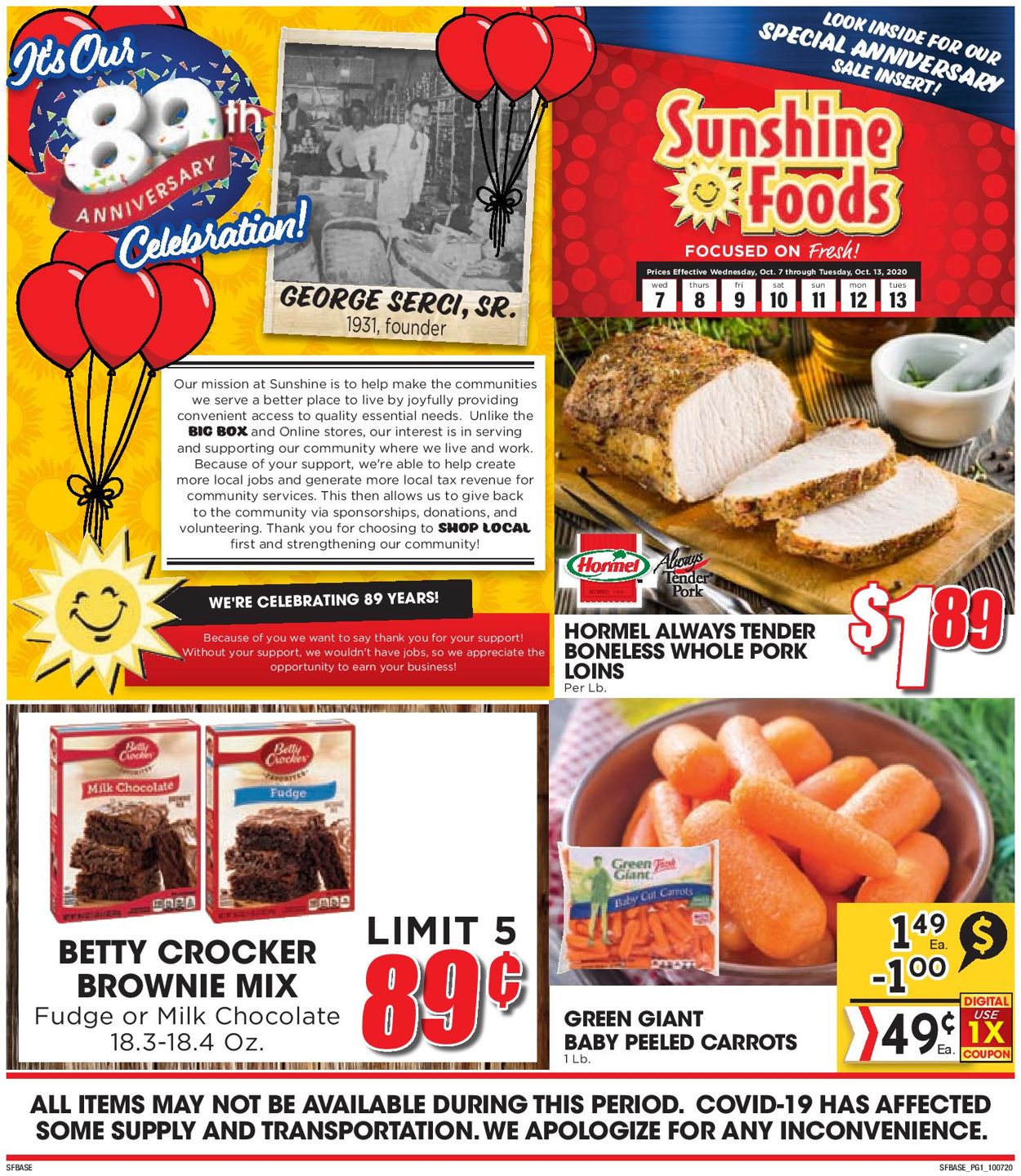Catalogue Sunshine Foods from 10/07/2020