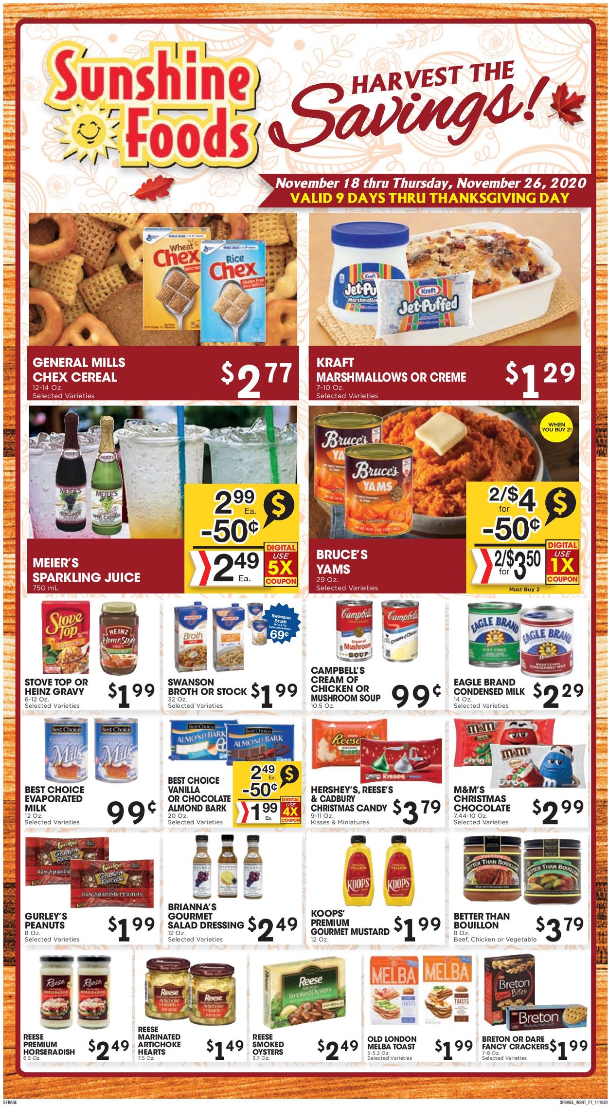 Catalogue Sunshine Foods Thanksgiving ad 2020 from 11/18/2020