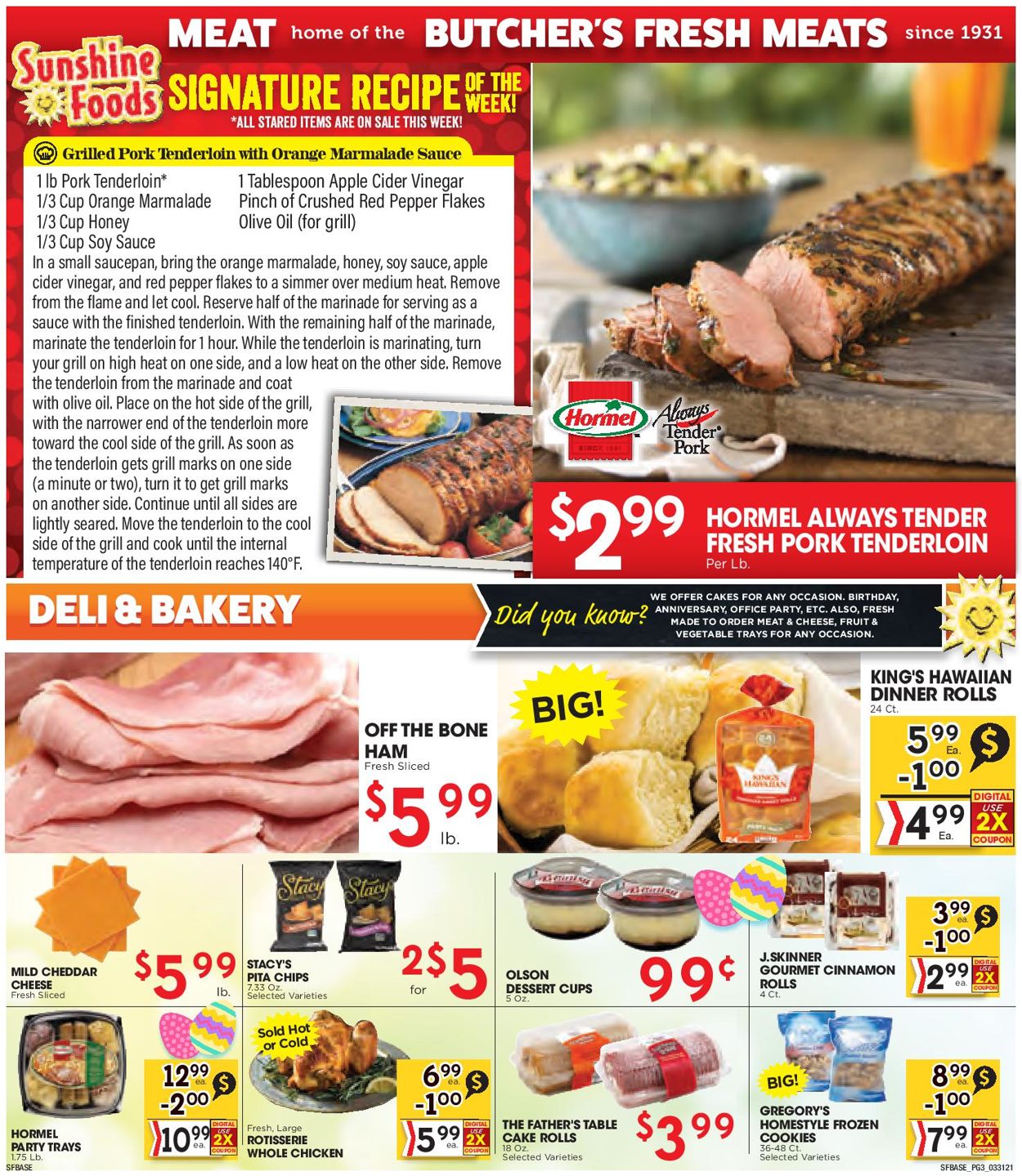 Catalogue Sunshine Foods Easter 2021 ad from 03/31/2021