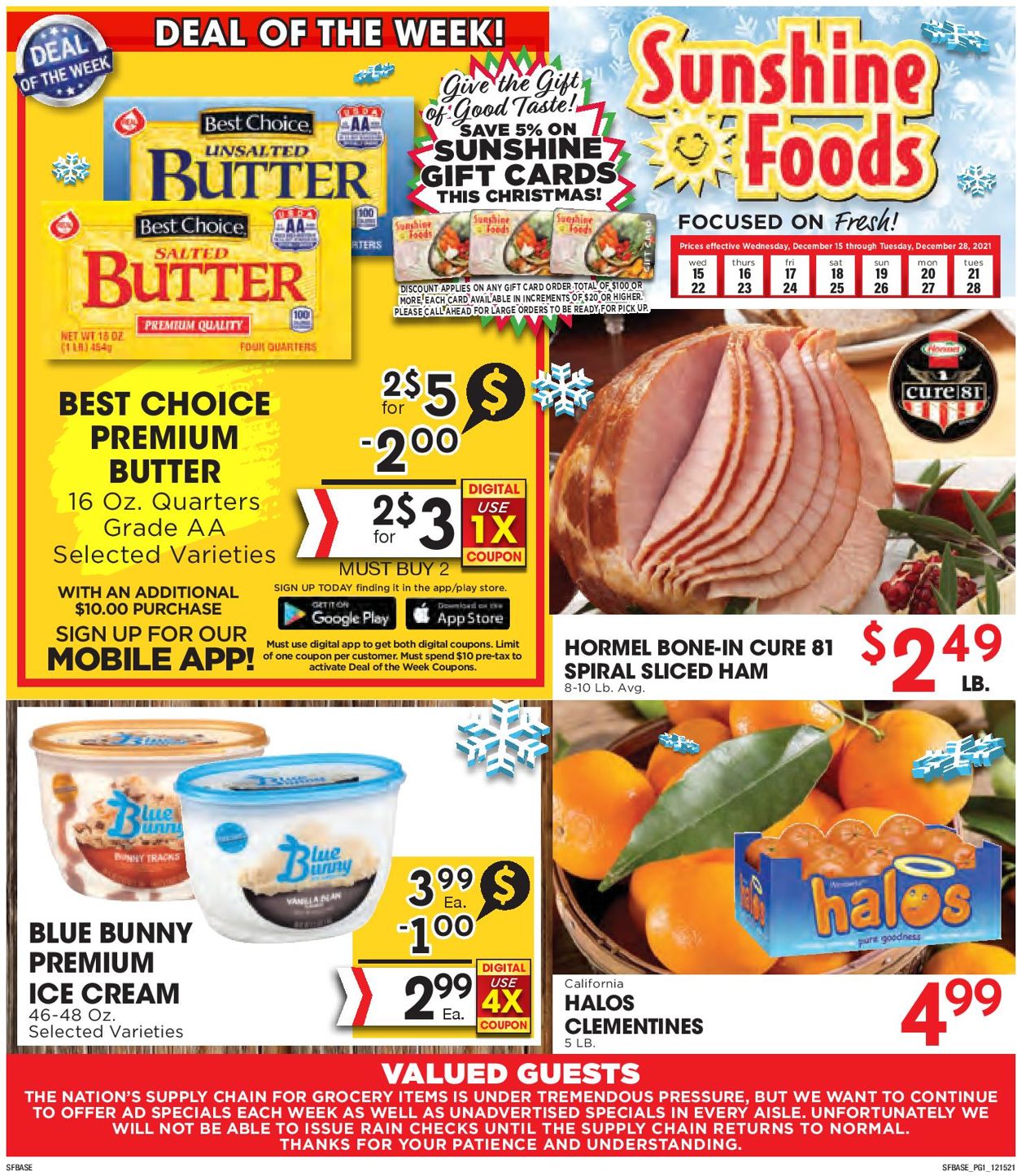 Catalogue Sunshine Foods CHRISTMAS 2021 from 12/15/2021
