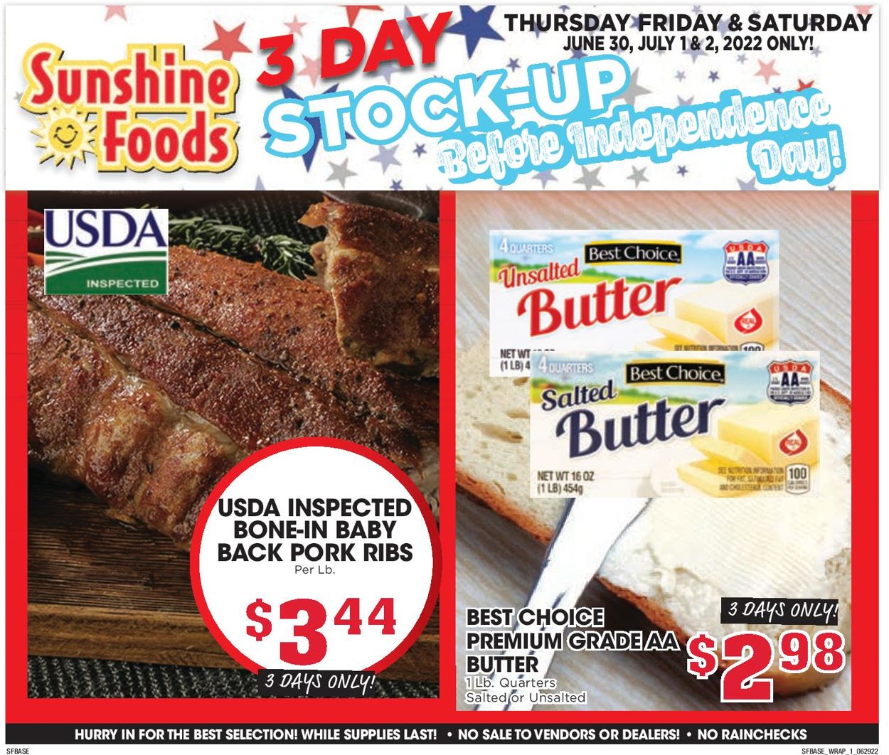 Catalogue Sunshine Foods from 06/29/2022