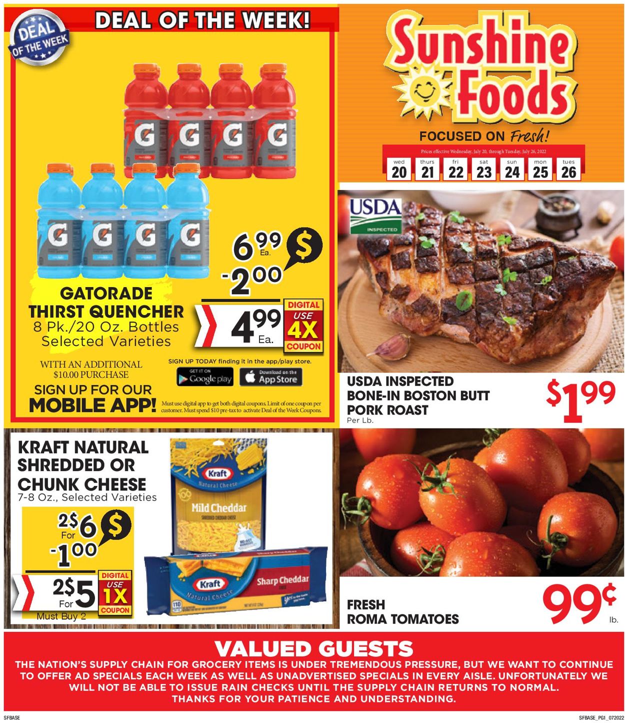 Catalogue Sunshine Foods from 07/20/2022
